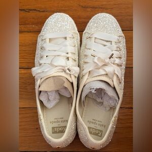 Keds x kate spade Ivory Glitter Ribbon Lace Sneakers